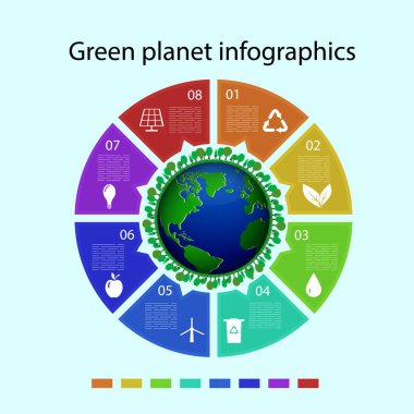 Ekoloji Infographics tasarım öğeleri. Vektör çizim.