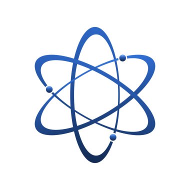 Atom icon in flat design. molecule symbol or atom symbol isolated. Vector illustration.