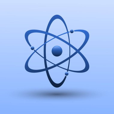 Atom icon in flat design. molecule symbol or atom symbol isolated. Vector illustration.