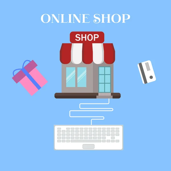 Shopping online. disegno piatto illustrazione vettoriale — Vettoriale Stock