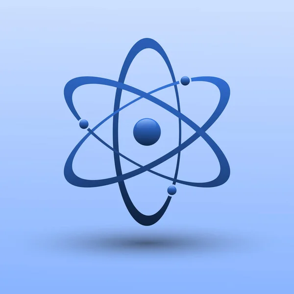 Icono de átomo en diseño plano. símbolo de molécula o símbolo de átomo aislado. Ilustración vectorial . — Vector de stock