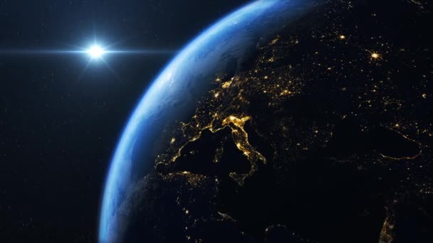 Dark Side Earth Europe Seen Space All City Lights — Stock Video