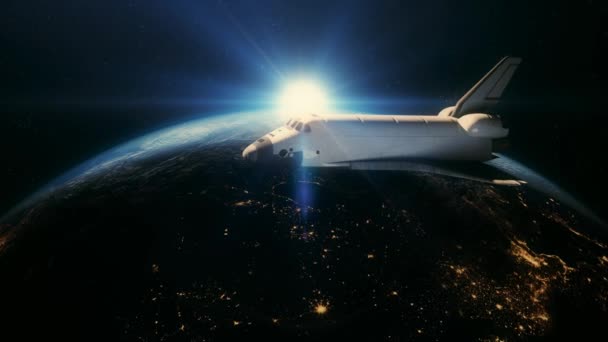 Pesawat Ulang Alik Orbit Atas Bumi — Stok Video