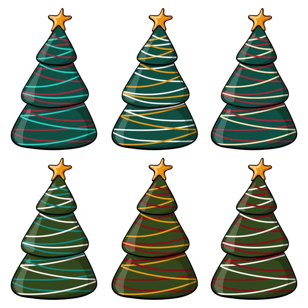 Set Albero Natale Illustrazione Vettoriale Natale Capodanno Natale Albero Simbolo — Vettoriale Stock