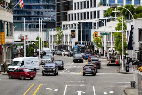 Verkeer Het Centrum Vancouver Middag — Stockfoto
