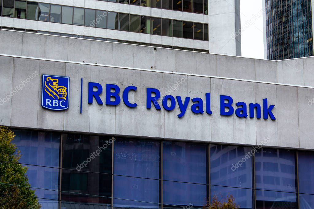 RBC (Royal Bank of Canada) in downtown Vancouver. RBC is a Canadian multinational financial services company.
