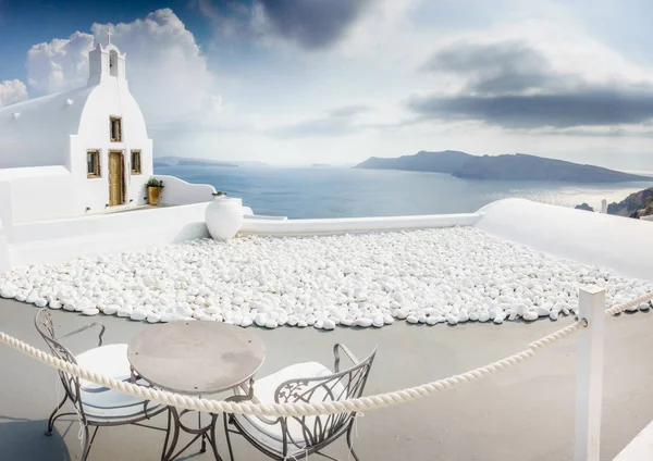 Igreja Branca Ilha Santorini Grécia — Fotografia de Stock