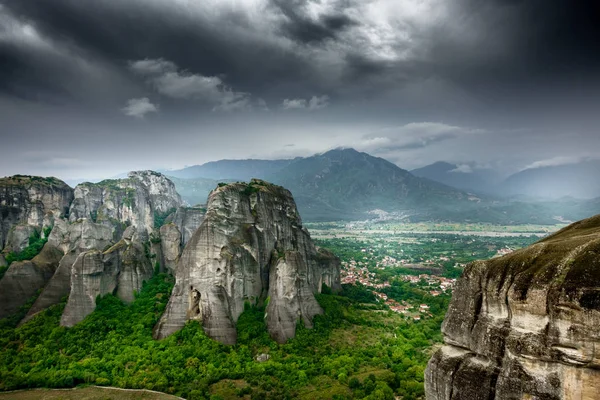 Vista Panorámica Del Valle Meteora Por Montaña Grecia — Foto de Stock