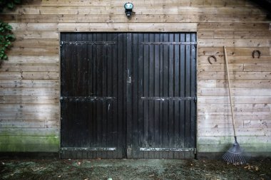 View of closed stable, France, selective focus clipart