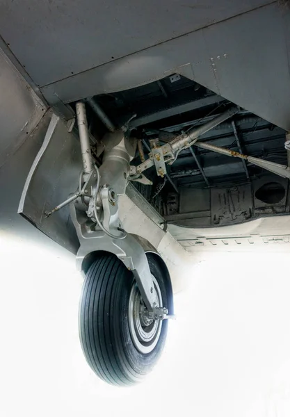 Low Angle View Wheel Flying Airplane Belgium — Stock Photo, Image