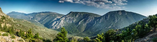 Malerische Berglandschaft Gegen Bewölkten Himmel Delphi Griechenland — Stockfoto