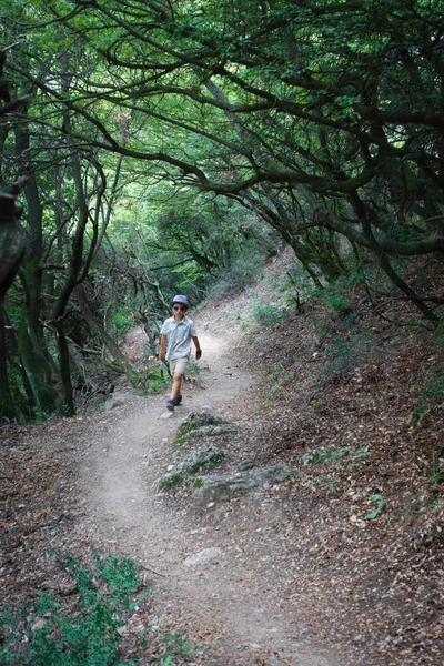 Niño Caminando Bosque Meteora Grecia —  Fotos de Stock