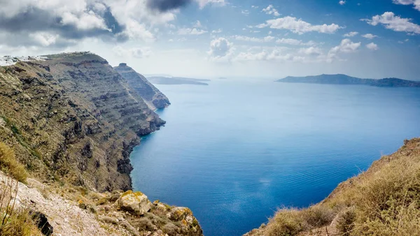 Kıyı Şeridi Santorini Adası Nın Doğal Görünümü — Stok fotoğraf