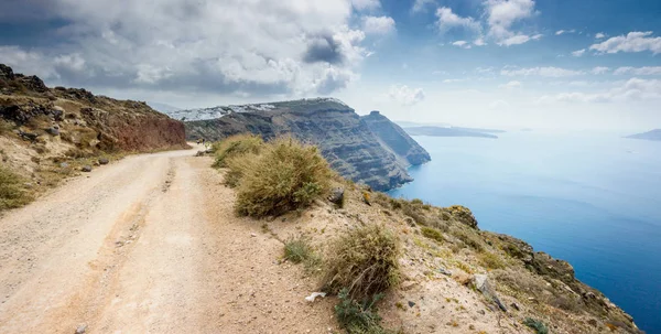 Road Coastline Santorini Island — Stock Photo, Image