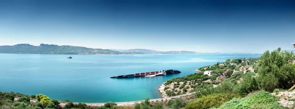 Panoramic View Sinking Shipwreck Sea Greece — Stock Photo, Image