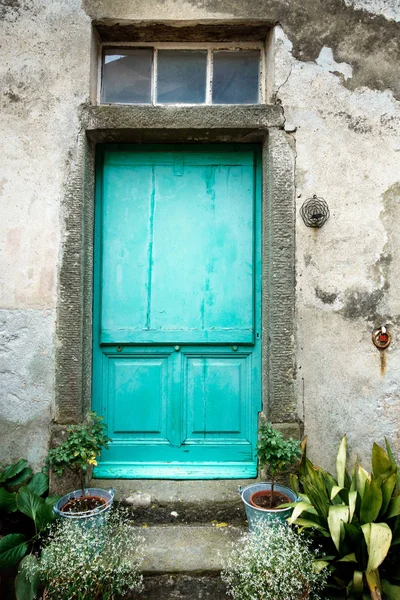Fechado Porta Madeira Casa Cinque Terre Itália — Fotografia de Stock