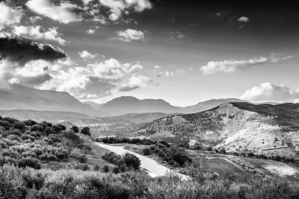 Pohled Malebnou Krajinu Hory Kréta Řecko — Stock fotografie