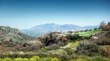 Manzaralı, dağlar ve alanların, Crete, Yunanistan 