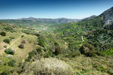 Panoramik manzara ve dağ, Crete, Yunanistan