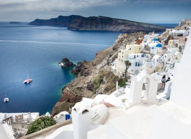 Santorini Island, Yunanistan Dağları ile geleneksel mimari