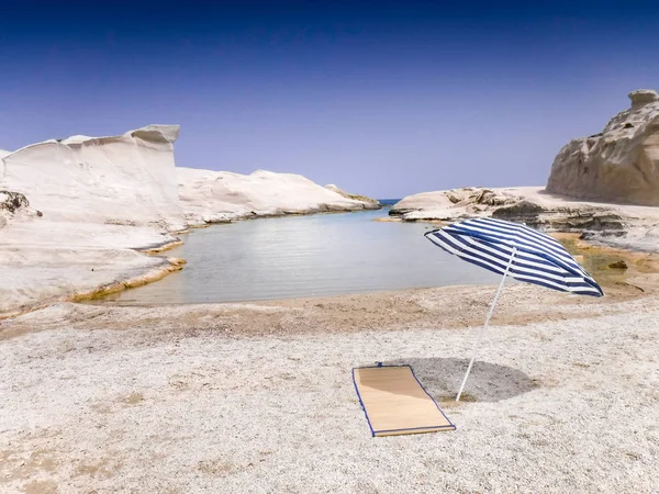 Rocas Blancas Playa Vacía Isla Milos Grecia — Foto de Stock