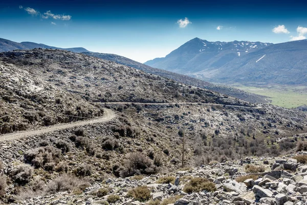 Vista Estrada Rural Meio Região Não Cultivada Creta Grécia Europa — Fotografia de Stock