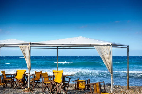 Restaurante Aberto Perto Praia Creta Grécia — Fotografia de Stock