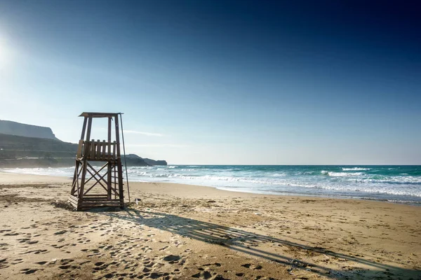 Plavčík Židle Pláži Kréta Řecko Evropa — Stock fotografie