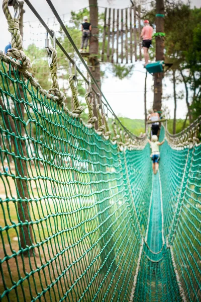 Boy at adventure rope park — Stock Photo, Image