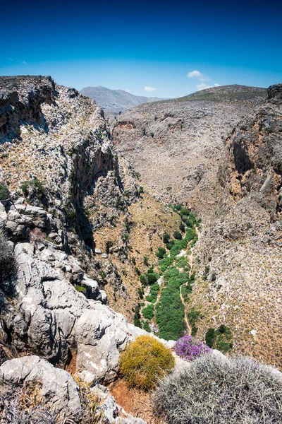 Deep narrow rocky surface of mountain landscape on Crete