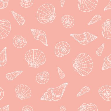 Eğlenceli deniz kabuksuz desen, el çizimi deniz kabuğu baloncukları arka plan, çocuk için güzel çizgi film tasarımı - yaz tekstil baskısı, afişler, kumaş, hediye ambalajı, duvar kağıdı