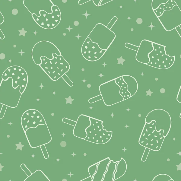 Padrão sem emenda de gelado de gelado de hortelã divertida, fundo de repetição feliz e fresco com estrelas e pontos - ótimo para tecidos e têxteis temáticos de verão, impressões sazonais, papéis de parede, convites —  Vetores de Stock