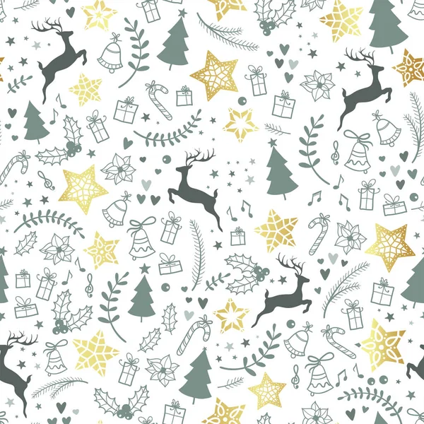 Güzel noel karalamaları kusursuz desenler - el çizimi ve detaylı, noel tekstil ürünleri, afişler, ambalajlar, duvar kağıtları - vektör yüzey tasarımı