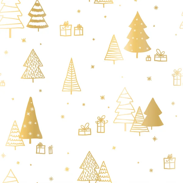 Mooie en schattige kerstbomen naadloos patroon, met de hand getekend en versierd bomen - geweldig voor textiel, banners, wallpapers, kaarten - vector oppervlak ontwerp — Stockvector