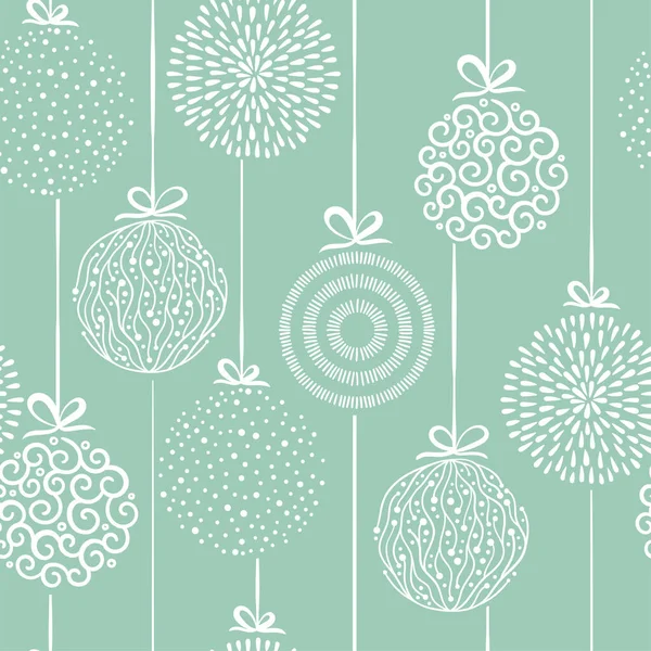 Eleganta julgranskulor sömlöst mönster, handritade bollar - perfekt för textilier, tapeter, inbjudningar, banderoller - vektor yta design — Stock vektor