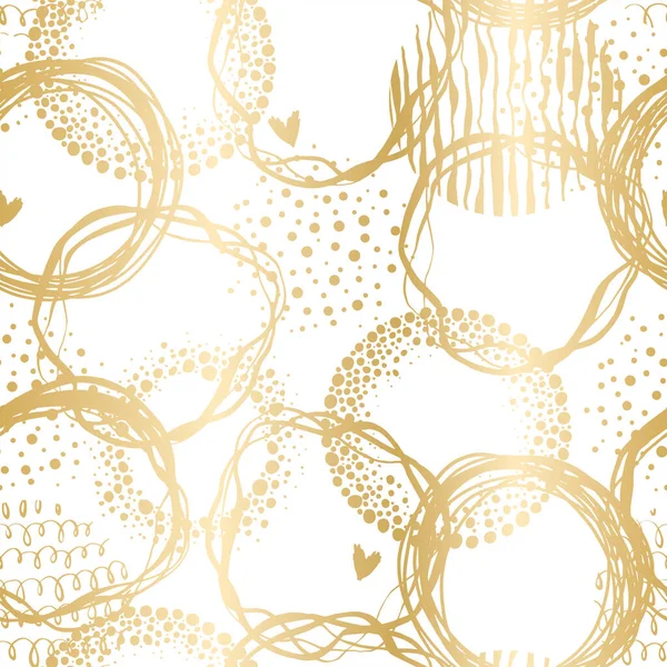 Fogos de artifício de Ano Novo divertido sem costura padrão - mão desenhada círculos rabiscos abstratos - ótimo para estampas de Ano Novo, convites, têxteis, papéis de parede, banners - design de superfície vetorial — Vetor de Stock