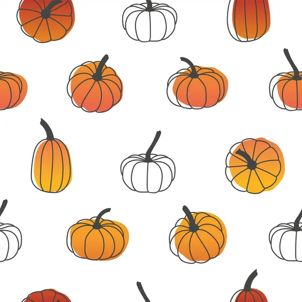 Beautiful pumpkin halloween thanksgiving seamless pattern, cute cartoon pumpkins hand drawn background, great for seasonal textile prints, holiday banners, backdrops or wallpapers - vector surface — Stock Vector