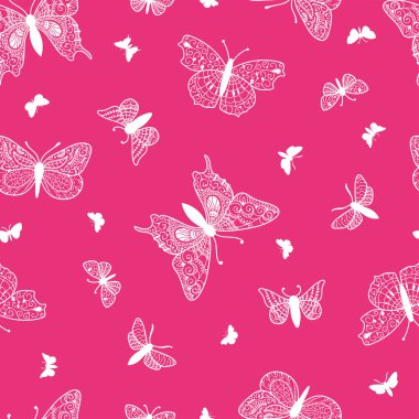 Zarif ve yaratıcı kelebekler kusursuz desen, güzel arka plan - moda baskıları, tekstil, duvar kağıtları, davetiyeler, afişler - vektör yüzey tasarımı