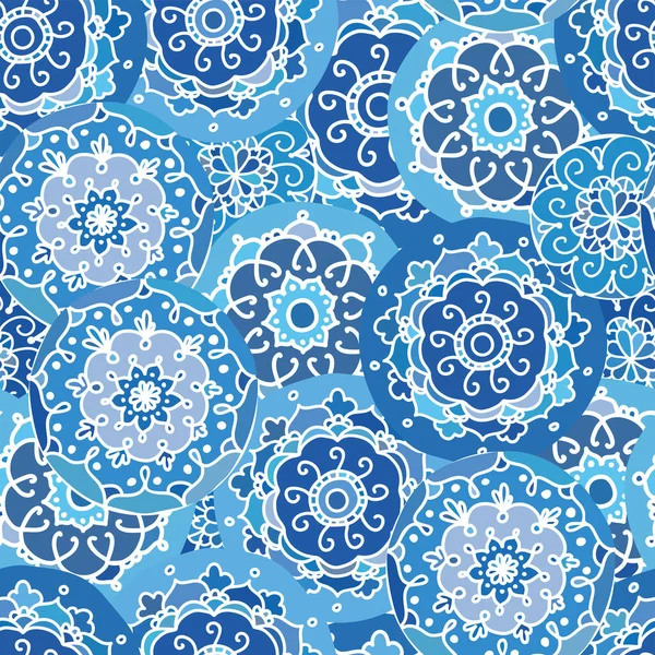 Vector abstracto Doodle Circles Seamless Pattern fondo. Mandala dibujado a mano suave y de fondo ético. Ideal para tela de textura elegante, tarjetas, invitaciones de boda, papel pintado. Calma y boho — Archivo Imágenes Vectoriales