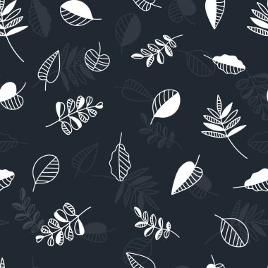 Klasik sonbahar yaprakları pürüzsüz desen, soyut yaratıcı yaprak ve dallarla temalı arka plan - mevsimsel moda baskıları, kumaşlar, tekstil, afişler, duvar kağıtları, ambalaj kağıtları için harika