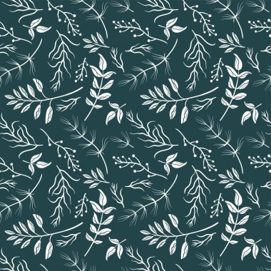 El çizimi dalsız desenler, beyaz ve koyu mavi renkli sevimli çiçek arkaplan, moda kumaşı, yaz tekstili, arka plan, afiş, duvar kağıtları, kozmetik kartlar, davetiyeler...