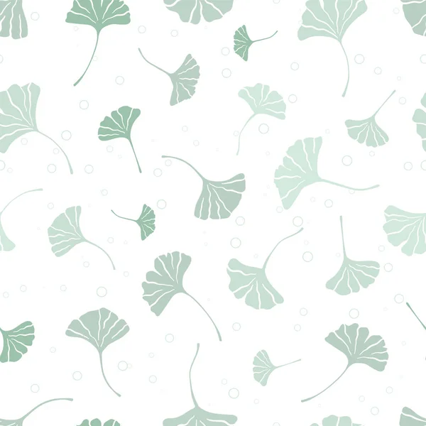 Hermosas hojas Ginkgo patrón sin costuras, fondo de otoño verde claro natural - ideal para impresiones de moda, productos de salud y belleza, fondos de pantalla, telones de fondo, pancartas - diseño de la superficie del vector — Vector de stock