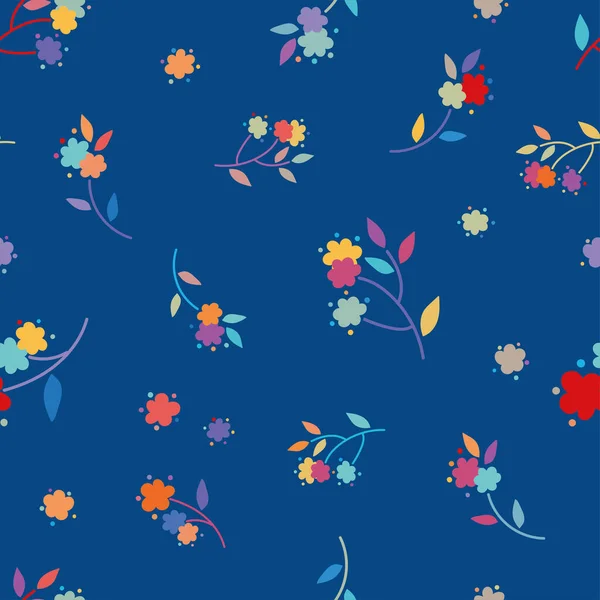Fleurs folkloriques vecteur sans couture répétition arrière-plan. Petit motif floral - idéal comme imprimé en tissu d'été, invitations, fonds d'écran ou bannières — Image vectorielle