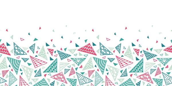 Divertido y colorido patrón sin costura horizontal con triángulos dibujados a mano, ideal para envolver, textiles, pancartas, fondos de pantalla - diseño de la superficie del vector — Vector de stock