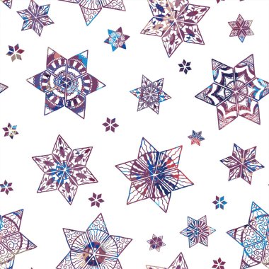 Zarif kar taneleri pürüzsüz desen, elle çizilmiş ve detaylı, sarma, tekstil, afişler, duvar kağıtları - vektör yüzey tasarımı