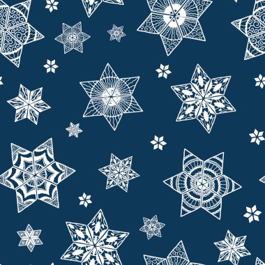 Zarif kar taneleri pürüzsüz desen, elle çizilmiş ve detaylı, sarma, tekstil, afişler, duvar kağıtları - vektör yüzey tasarımı