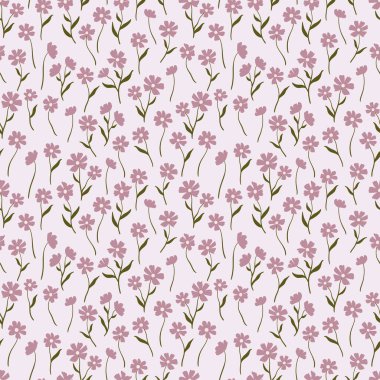 Şirin, dikişsiz çiçek deseni, el çizimi güzel çiçekler, tekstil için harika, ambalaj, pankart, duvar kağıtları - vektör yüzey tasarımı