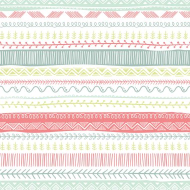 Eğlenceli ve sevimli, pürüzsüz desen - el çizimi kabile arka planı, büyük tekstil, ambalaj, ambalaj, pankart, duvar kağıtları - vektör yüzey tasarımı