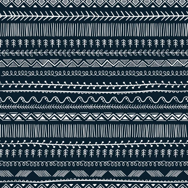 Fun and cute seamless pattern - hand drawn tribal background, great fr textiles, packaging, wrapping, banners, wallpapers - vector surface design — 스톡 벡터