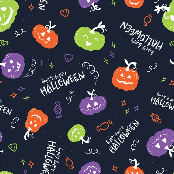 Zabawa Ręcznie Rysowane Halloween Dyni Bezszwowy Wzór Słodkie Tło Dynie — Wektor stockowy